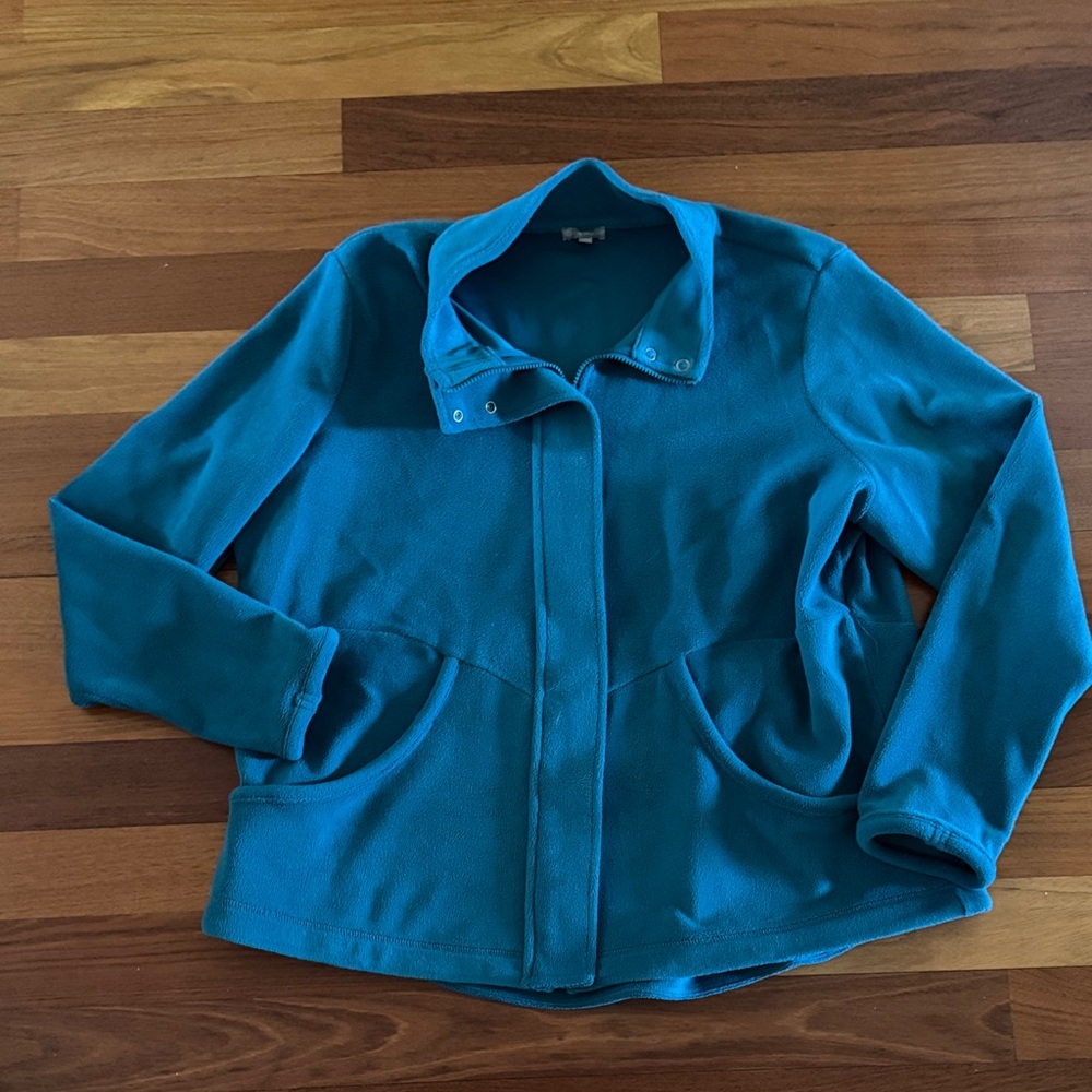 T by Talbots Teal Blue Fleece Jacket